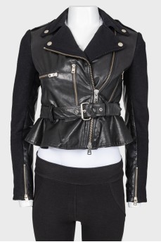 Leather textile inserts jacket