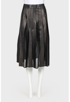 Leather pleated skirt with tag