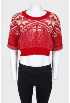 Cropped sweater with sequins