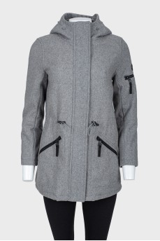 Gray hooded coat