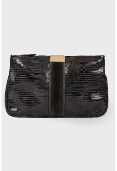 Leather clutch suede insert bag