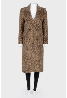 Double-breasted animal print coat