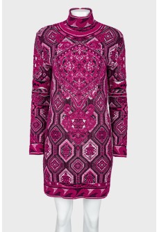 Purple textured pattern dress