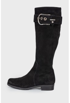 Suede boots with belt buckle