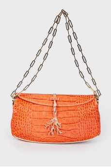 Coral bag with reptile embossing