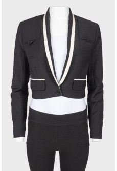 Cropped jacket with white lapels