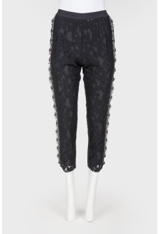Black trousers with lace