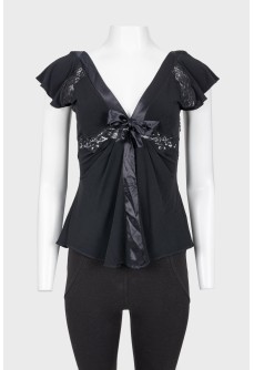 Black top with lace and bow