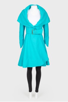 Blue coat with wide collar