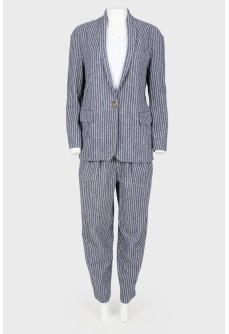 Striped suit with golden buttons
