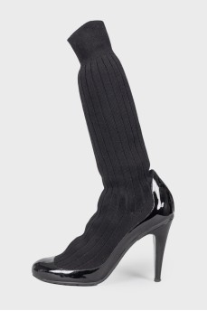 Patent stockings shoes