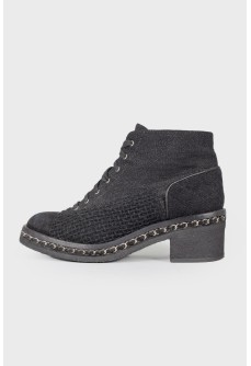 Black textile ankle boots