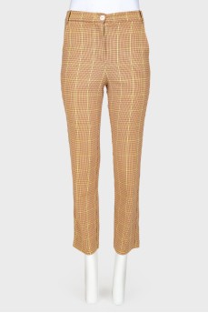 Checkered straight trousers