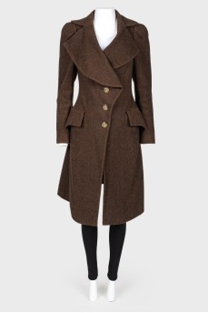 Asymmetric woolen coat