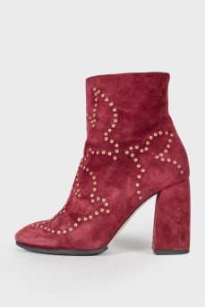 Suede eyelet boots