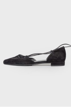 Pointed-toe suede ballet flats