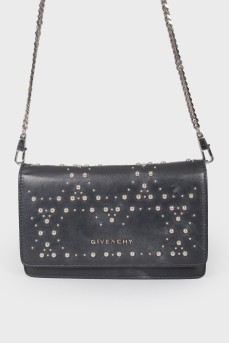 Leather bag with metal chain