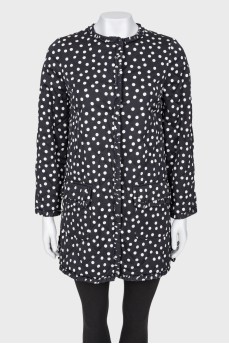 Black coat in polka dots