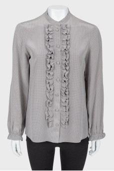 Blouse with small polka dots with ruffles