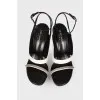 Black and white chain sandals