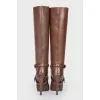 Studded brown leather boots