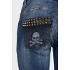 Jeans with rhinestones and studded back