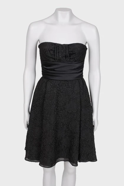 Textured black dress with tag