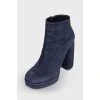 Suede blue ankle boots