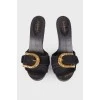 Sandals with a textured golden buckle