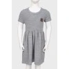 Children's gray dress with leather logo