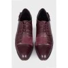 Combined leather burgundy shoes