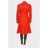 Red coat of fitted silhouette