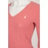 Pink sweater with embroidered brand logo