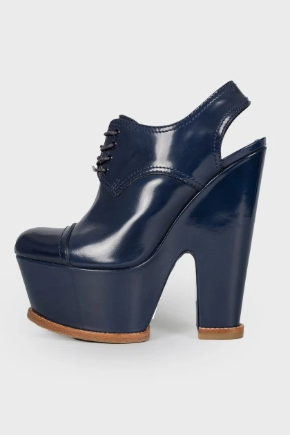 Blue ankle boots with open heel