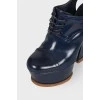 Blue ankle boots with open heel