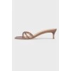 Heeled mules in mocha color