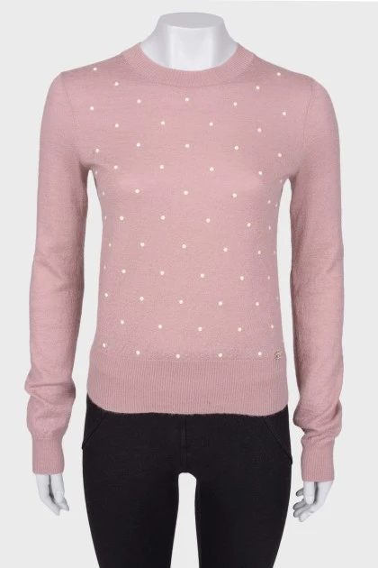 Pink sweater with pearls