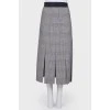 Checkered skirt with slits