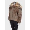 Woolen jacket with fox fur