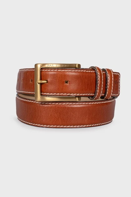 Stitched leather belt