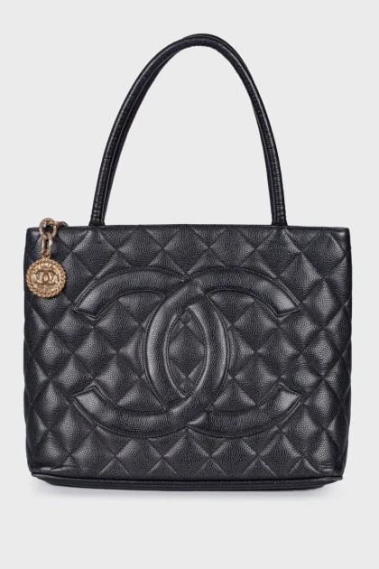 Medallion Quilted Caviar Tote Bag
