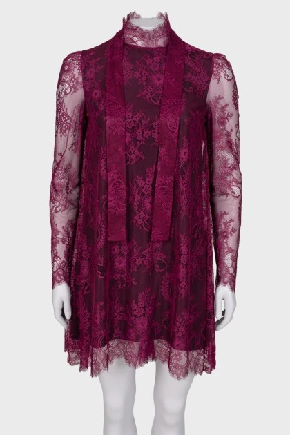 Lace dress with velvet inserts