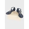 Patent blue sandals
