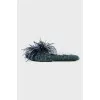 Textile slippers with feathers