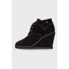 Suede Wedge Ankle Boots
