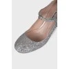 Silver shoes with rhinestones