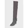 Suede gray over the knee boots