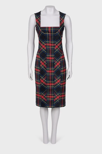 Plaid dress with wide straps