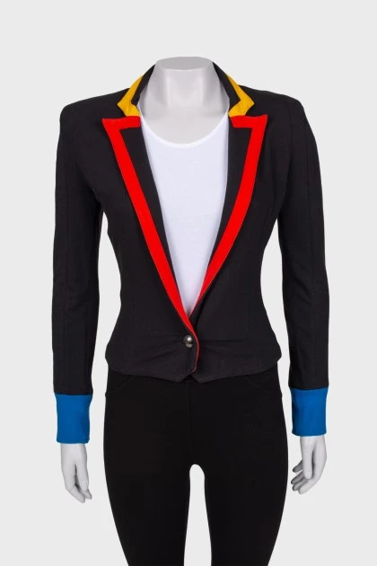 Short jacket with yellow lapels