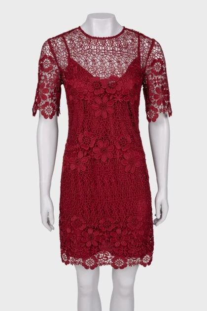 Burgundy lace dress with tag
